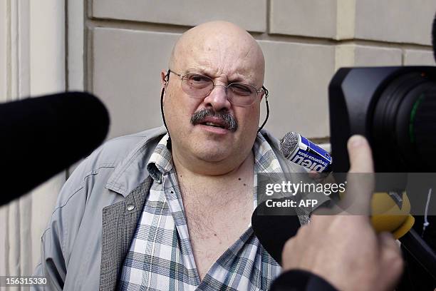 French doctor Christian Capobianco talks to journalists in front of the Ajaccio courthouse, in the French mediterranean island of Corsica, on...