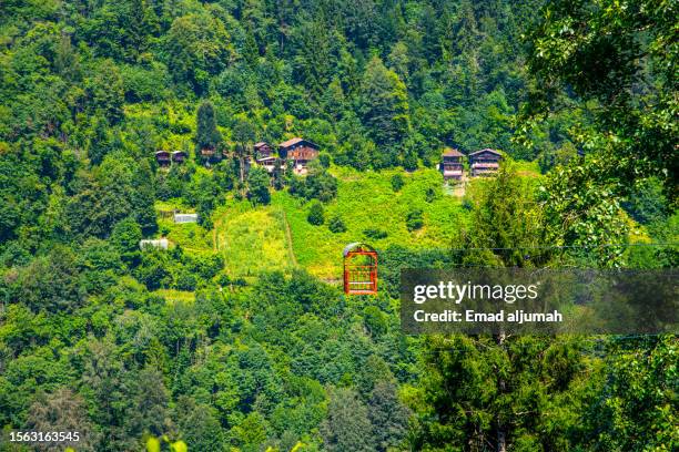 cable car to the the self protected neighborhood in camlihemsin, rize, turkey - trabzon stock pictures, royalty-free photos & images