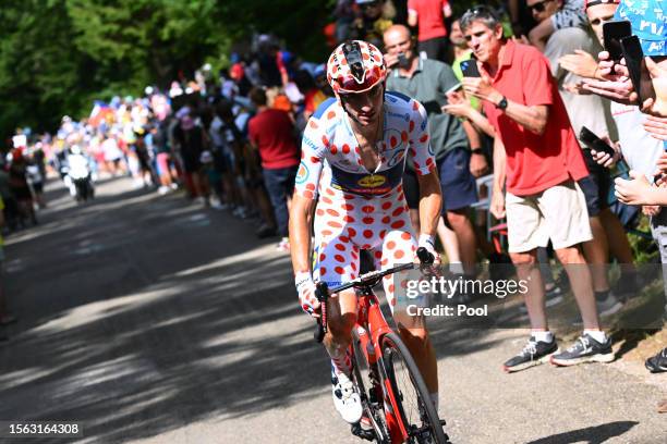 Giulio Ciccone of Italy and Team Lidl-Trek - Polka dot Mountain Jersey competes during the stage twenty of the 110th Tour de France 2023 a 133.5km...