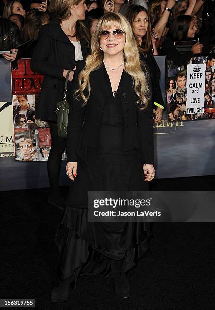 Singer Stevie Nicks attends the premiere of "The Twilight Saga: Breaking Dawn - Part 2" at Nokia Theatre L.A. Live on November 12, 2012 in Los...