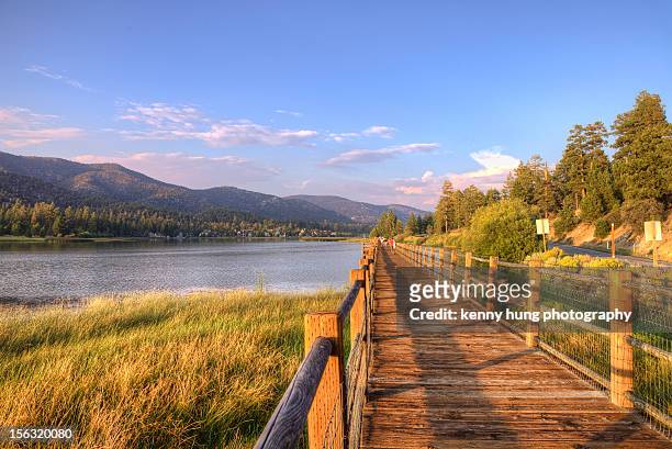 stanfield marsh boardwalks - big bear lake stock pictures, royalty-free photos & images