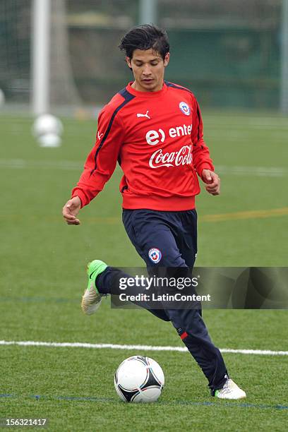 Matias Fernández of Chile during a training at Spiserwies stadium November 13, 2012 in Sait Gallen, Switzerland. Chile will play a friendly match...