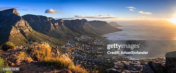 cape town sonnenuntergang panorama - republik südafrika stock-fotos und bilder