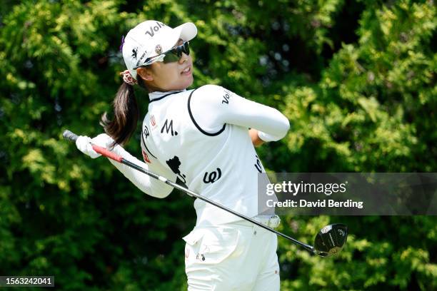 Mi Hyang Lee of South Korea plays her shot from the sixth tee during the final round of the Dow Great Lakes Bay Invitational at Midland Country Club...