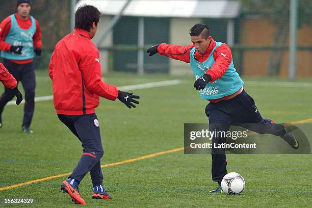 Yerzon Opazo of Chile during a training at Spiserwies stadium November 13, 2012 in Sait Gallen, Switzerland. Chile will play a friendly match against...