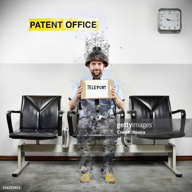 patent office series: teleport - crazy inventor stock pictures, royalty-free photos & images