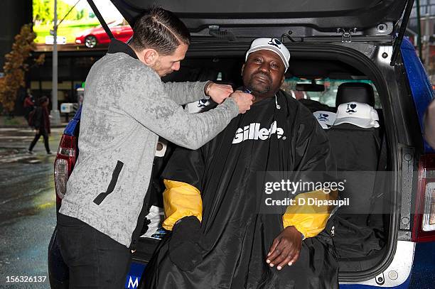 View of atmosphere at the Gillette "Movember" Event in Times Square on November 13, 2012 in New York City.