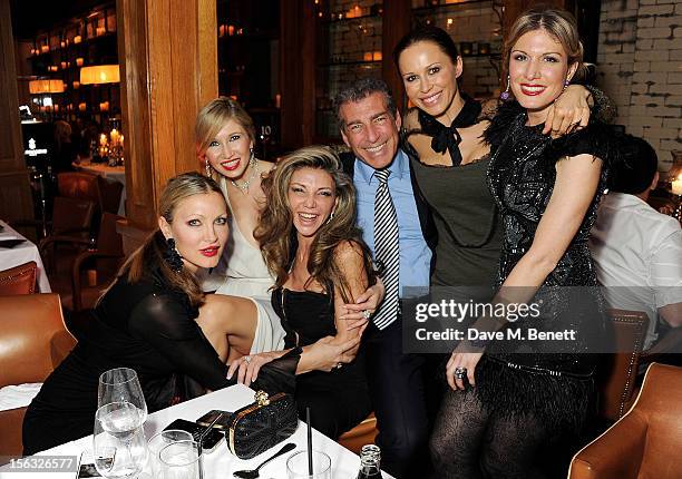 Caprice, guest, Lisa Tchenguiz, Steve Varsano, guest and Hofit Golan attend the de Grisogono private dinner at 17 Berkeley St on November 12, 2012 in...