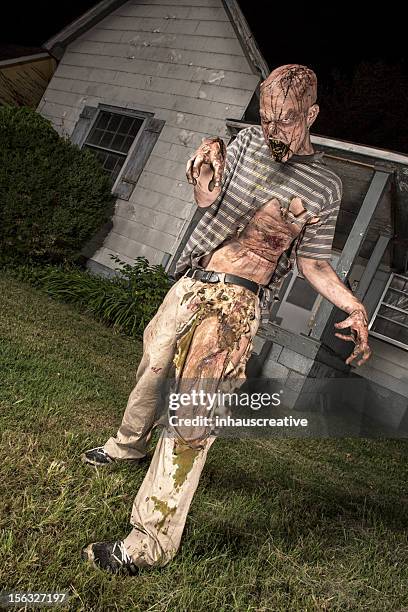 pictures of real classic zombie outside an old farmhouse - psychotic stock pictures, royalty-free photos & images