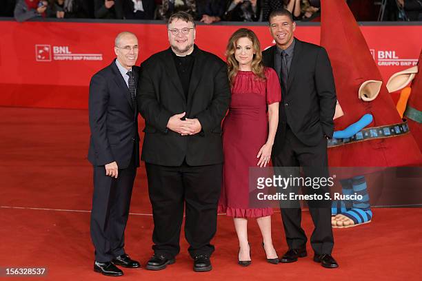Jeffrey Katzenberg, executive producer Guillermo del Toro, producer Christina Steinberg and director Peter Ramsey attends 'Rise Of The Guardians'...