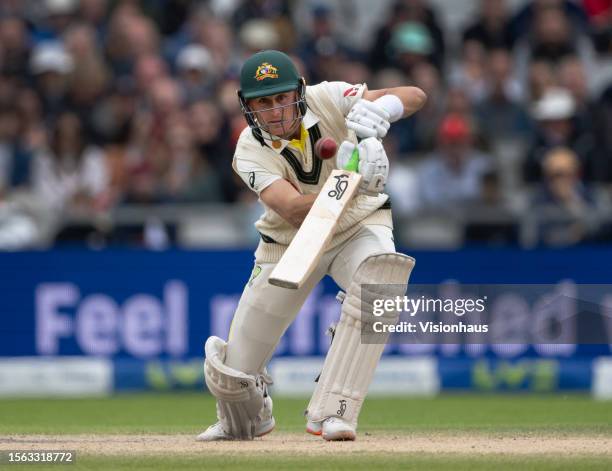 Marnus Labuschagne of Australia batting during day four of the LV=Insurance 4th Ashes test match between England and Australia at Emirates Old...