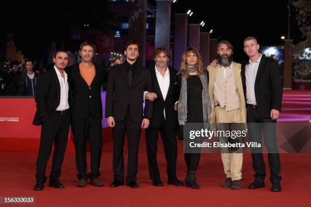 Actor Francesco di Leva, director Corrado Sassi and actors Luca Marinelli, Andrea Vergoni, guest, Salvatore Sansone and William Sinclair attend the...