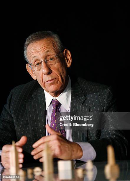 Stephen M. Ross, chairman and founder of Related Cos., gestures while speaking during a panel discussion at the Bloomberg Commercial Real Estate...