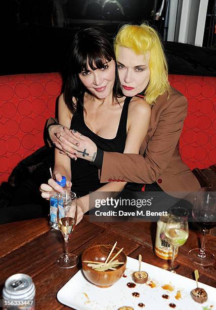 Annabelle Neilson and Pam Hogg attend the opening of new restaurant SushiSamba London in Heron Tower on November 13, 2012 in London, England.