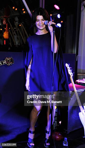 Pixie Geldof performs with her band Violet at the opening of new restaurant SushiSamba London in Heron Tower on November 13, 2012 in London, England.