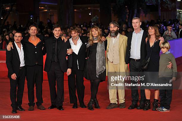 Actor Francesco di Leva, director Corrado Sassi and actors Luca Marinelli, Andrea Vergoni, guest, Salvatore Sansone and William Sinclair attend the...
