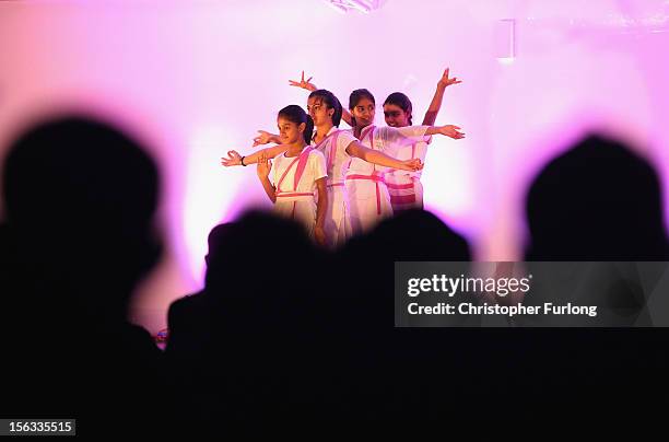 Young dancers entertain the crowds during the Hindu festival of Diwali on November 13, 2012 in Leicester, United Kingdom. Up to 35,000 people...