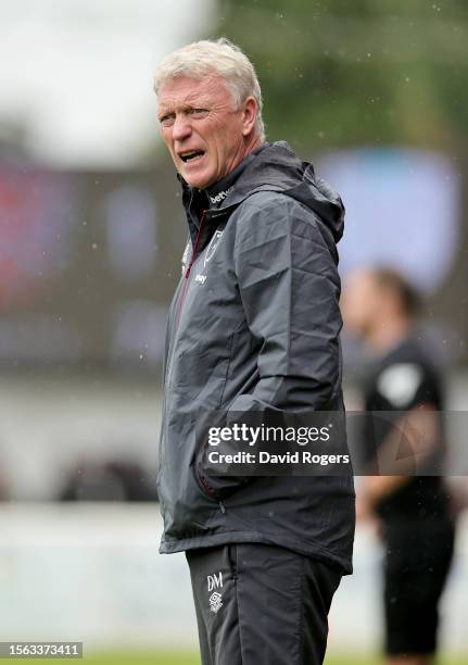 David Moyes, the West Ham United manager looks on during the pre-season friendly match between Dagenham & Redbridge and West Ham United at Chigwell...