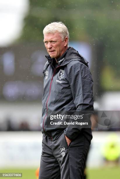 David Moyes, the West Ham United manager looks on during the pre-season friendly match between Dagenham & Redbridge and West Ham United at Chigwell...