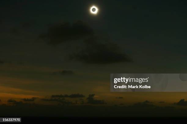 Totality is seen during the solar eclipse at Vlassof Cay on November 14, 2012 in Palm Cove, Australia on November 14, 2012 in Cairns, Australia....