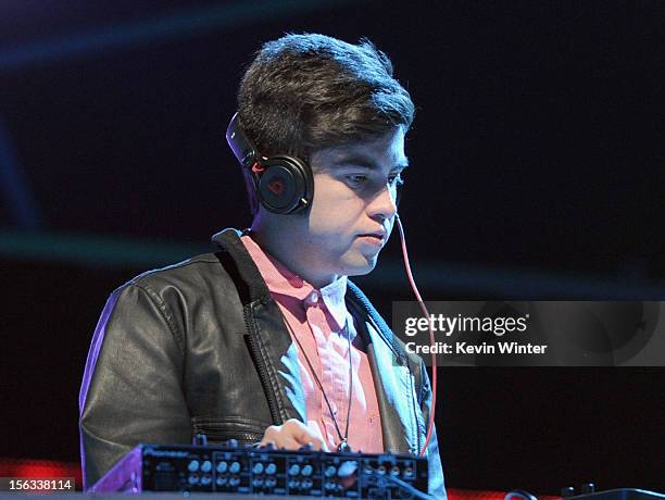 Sergio "DJ Sheeqo Beat" Zavala of 3Ball MTY performs onstage during rehearsals for the 13th annual Latin GRAMMY Awards at the Mandalay Bay Events...