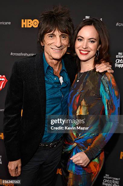 Ronnie Wood and Sally Humphreys attend HBO Screening of "Crossfire Hurricane" at Ziegfeld Theater on November 13, 2012 in New York City.