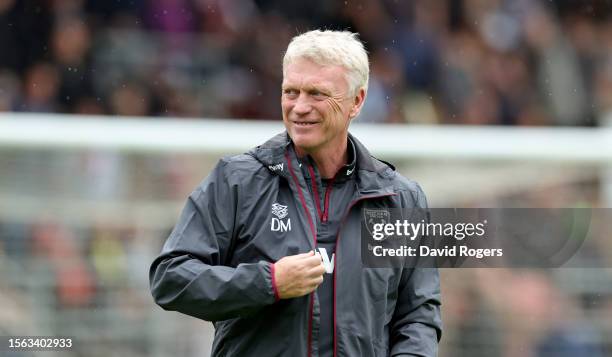 David Moyes, the West Ham United manager looks on during the pre-season friendly match between Dagenham & Redbridge and West Ham United at Chigwell...