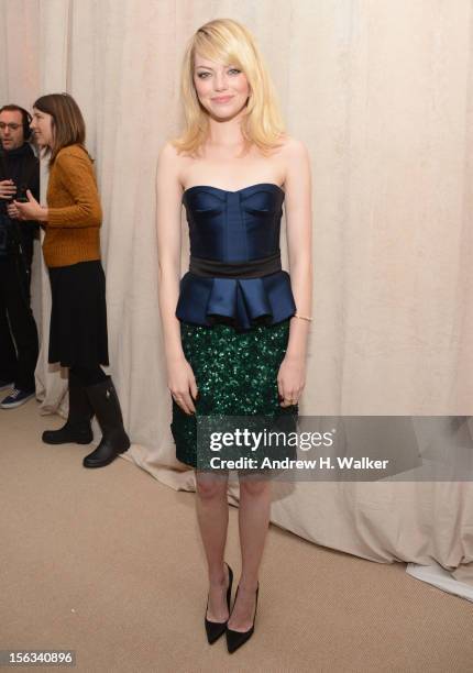 Actress Emma Stone attends The Ninth Annual CFDA/Vogue Fashion Fund Awards at 548 West 22nd Street on November 13, 2012 in New York City.