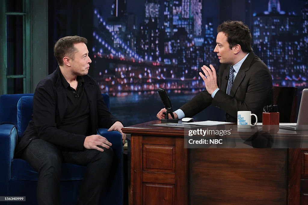 Elon Musk during an interview with host Jimmy Fallon on November 13