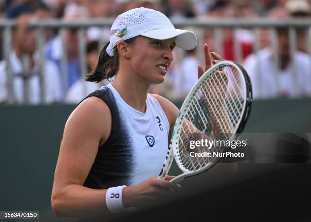 World No.1 Iga Swiatek of Poland pictured during a match against Yanina Wickmayer of Belgium during the Women's Singles Semifinal on Day Seven of the...