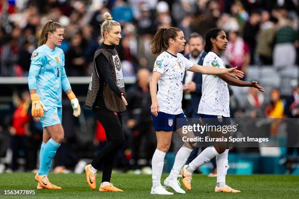 Kelley Ohara of USA celebrates with her teammates after winning Vietnam during the FIFA Women's World Cup Australia & New Zealand 2023 Group E match...