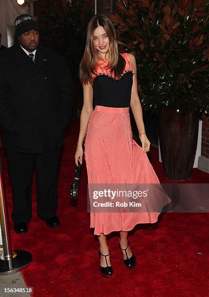 Miranda Kerr arrives at The Ninth Annual CFDA/Vogue Fashion Fund Awards at 548 West 22nd Street on November 13, 2012 in New York City.