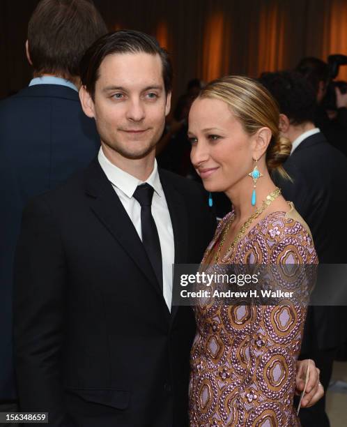 Actors Tobey McGuire and Jennnifer Meyer attends The Ninth Annual CFDA/Vogue Fashion Fund Awards at 548 West 22nd Street on November 13, 2012 in New...