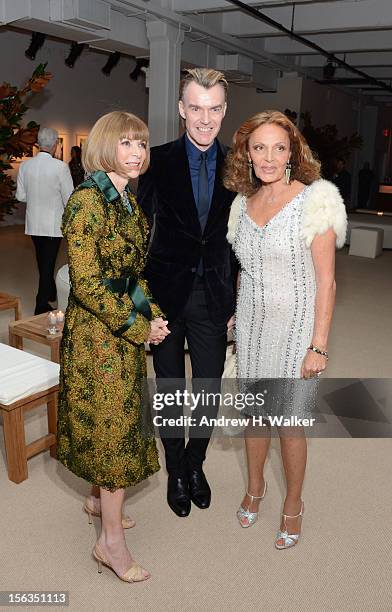Anna Wintour, Ken Downing and Diane von Furstenberg attend The Ninth Annual CFDA/Vogue Fashion Fund Awards at 548 West 22nd Street on November 13,...