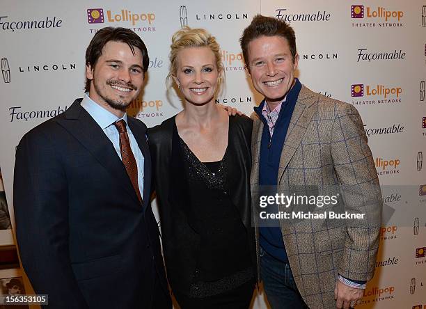 Actor Jason Ritter, actress Monica Potter and television personality Billy Bush attend the Faconnable Kicks Off The Holidays Shopping Event...