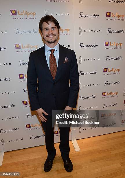 Actor Jason Ritter attend the Faconnable Kicks Off The Holidays Shopping Event Benefitting Lollipop Theater Network at Faconnable on November 13,...