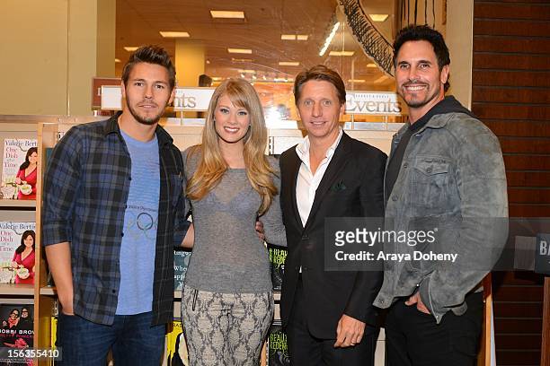 Scott Clifton, Kim Matula, Bradley Bell and Don Diamont arrive at the Bradley Bell And Cast Members Of "The Bold And The Beautiful" Book Signing at...