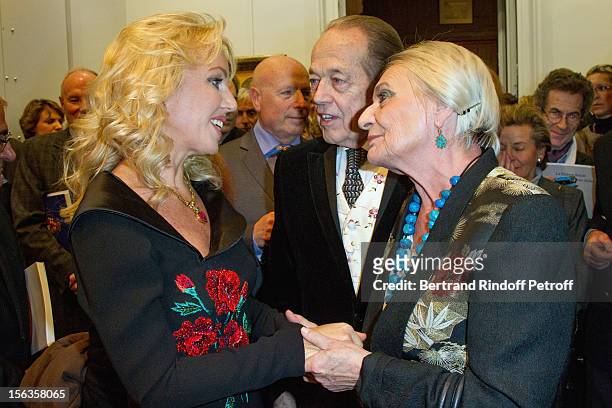 Princess Camilla of Bourbon-Two Sicilies greets Count and Countess of Paris as they attend the Royal House of Bourbon-Two Sicilies Exhibition on...