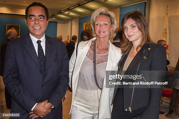 Alex Ursulet, Princess Anne of Bourbon-Two Sicilies, and her daughter Dorothee Cochin attend the Royal House of Bourbon-Two Sicilies Exhibition on...