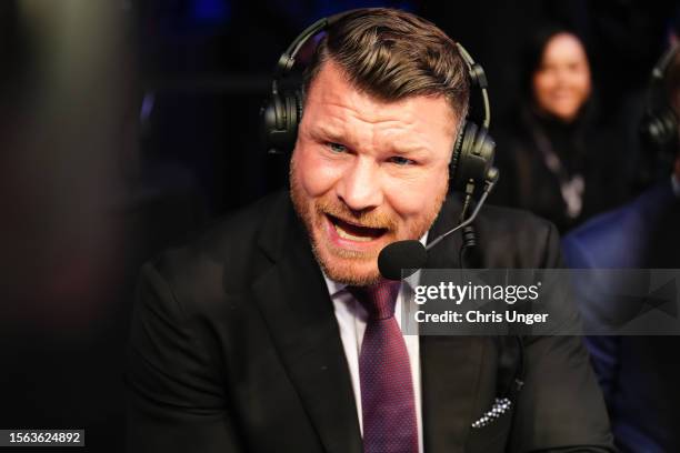 Hall of Famer Michael Bisping is honored for his contributions for the UFC 30th Anniversary during the UFC Fight Night at The O2 Arena on July 22,...