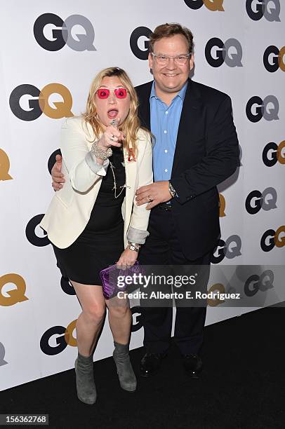 Comedian Andy Richter and Sarah Thyre arrive at the GQ Men of the Year Party at Chateau Marmont on November 13, 2012 in Los Angeles, California.