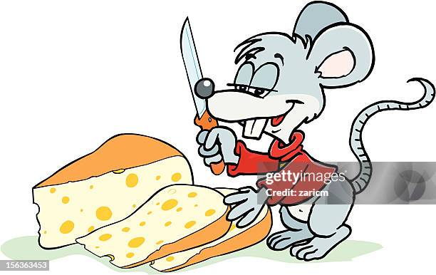 mouse eating cheese - 2000s stock illustrations