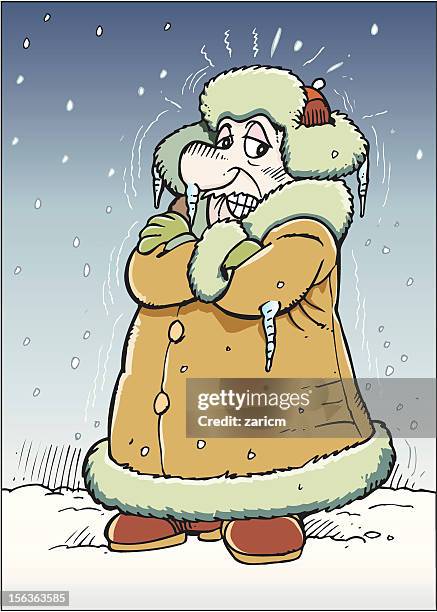 frosty man - shivering stock illustrations