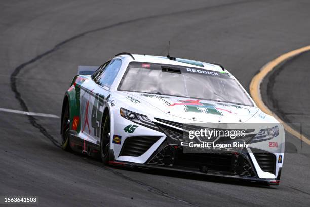 Tyler Reddick, driver of the Jordan Brand Toyota, drives during practice for the NASCAR Cup Series HighPoint.com 400 at Pocono Raceway on July 22,...