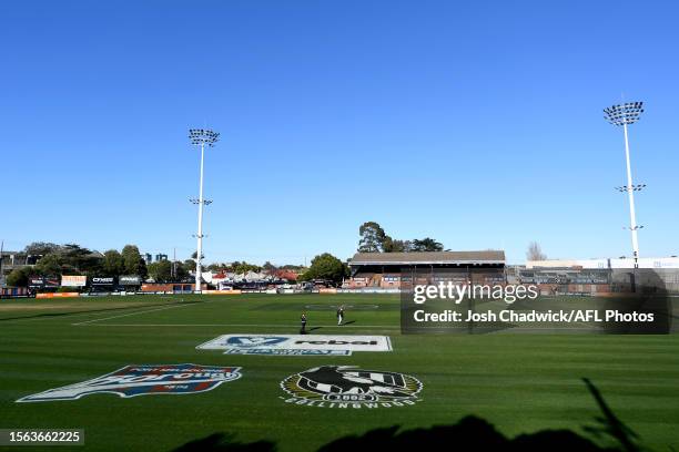 General view prior to the 2023 VFLW Grand Final match between the Collingwood Magpies and Port Melbourne at ETU Stadium on July 30, 2023 in...