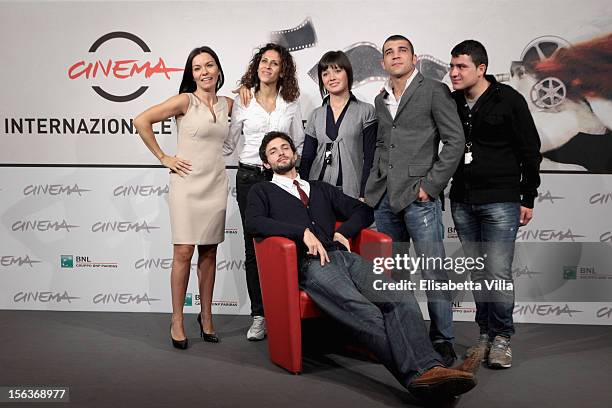 Actors Narimen Cardia, Maria Benkhalouk, Elisa Pennisi, Enrico Toscano, Marco Pagliaro and director Joel Stangle attend the 'Acqua Fuori Dal Ring/La...