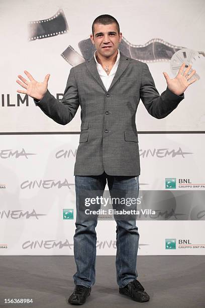 Enrico Toscano attends the 'Acqua Fuori Dal Ring/La Prima Legge Di Newton' Photocall during the 7th Rome Film Festival at the Auditorium Parco Della...