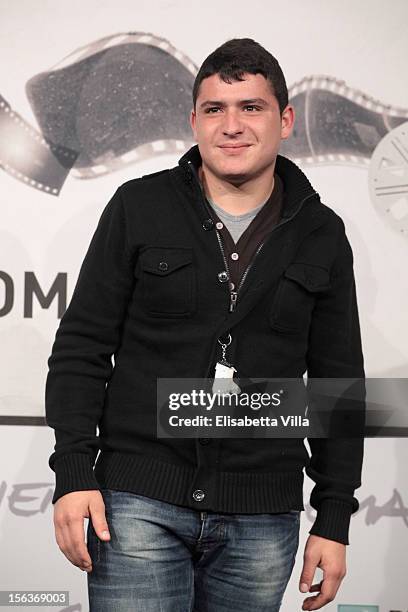 Marco Pagliaro attends the 'Acqua Fuori Dal Ring/La Prima Legge Di Newton' Photocall during the 7th Rome Film Festival at the Auditorium Parco Della...