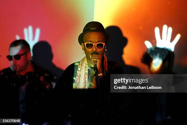 Performs at the Private Press Listening/Album Release Party For AZARI & III at Dim Mak Studios on November 13, 2012 in Hollywood, California.