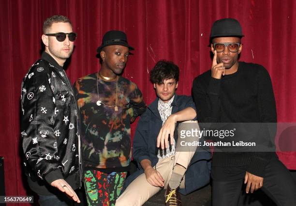 Dinamo azari, Starving Yet Full, Alixander III and Fritz Helder of AZARI & III pose backstage at the Private Press Listening/Album Release Party For...